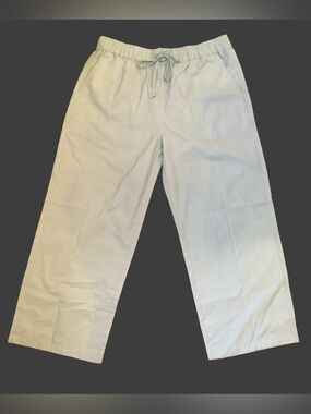 Womens Light Blue Linen Blend Drawstring Pant Sz 3XL Brand New!